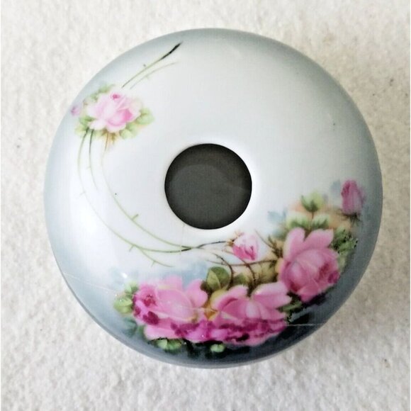 Hair Receiver Marked JSV Germany Dish Victorian Vintage Painted floral roses - Picture 1 of 9